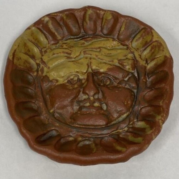 Vintage Unique ￼Studio Art Clay Face Decor Dish Handmade - Signed H - Picture 1 of 8